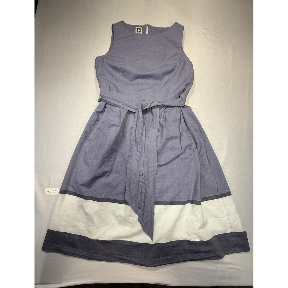 Anne Klein Women's Sleeveless Colorblock Fit & Flare Belted Lined Dress Size 12